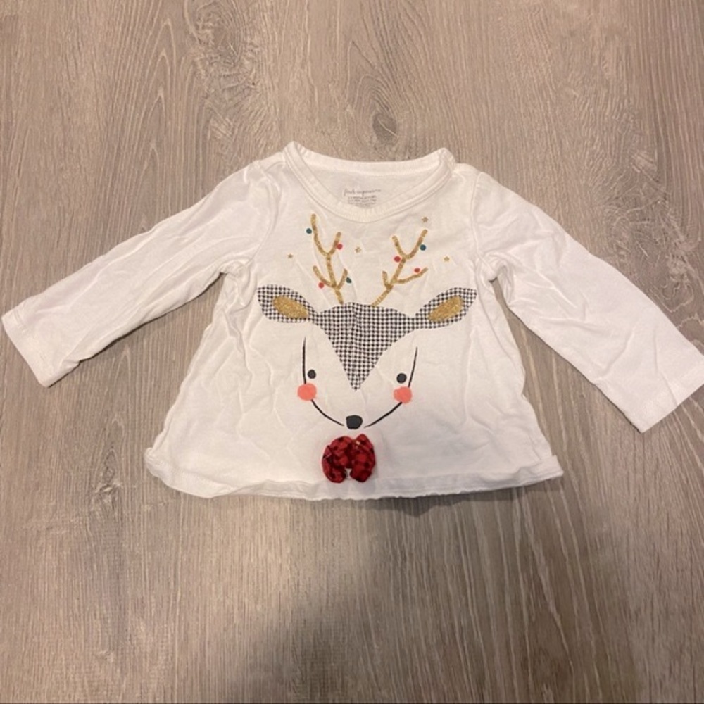 First impressions baby girl gold deer long sleeved t-shirt size 3-6M EUC
